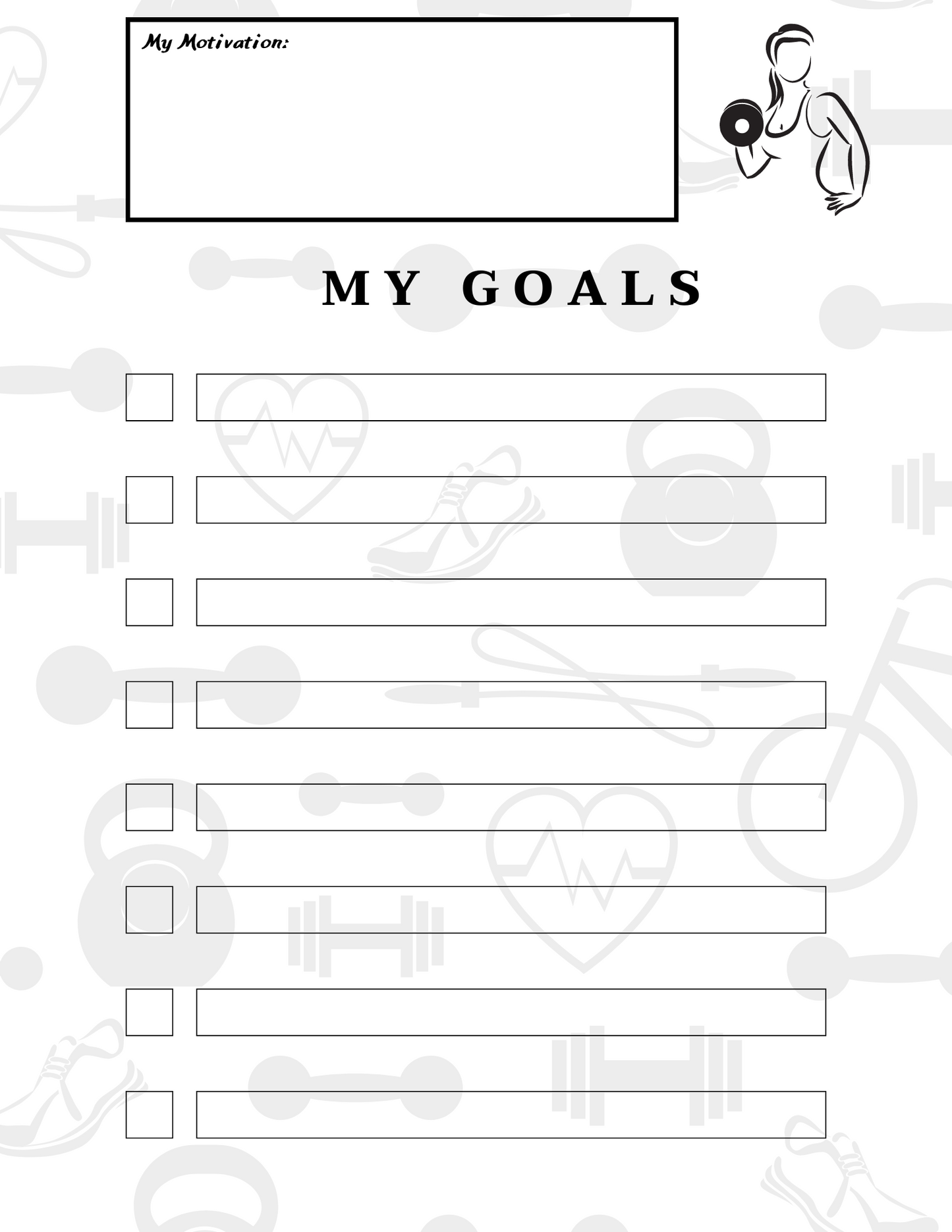 Fitness Journal (PDF Digital Product - Instant Download - 56 pages)