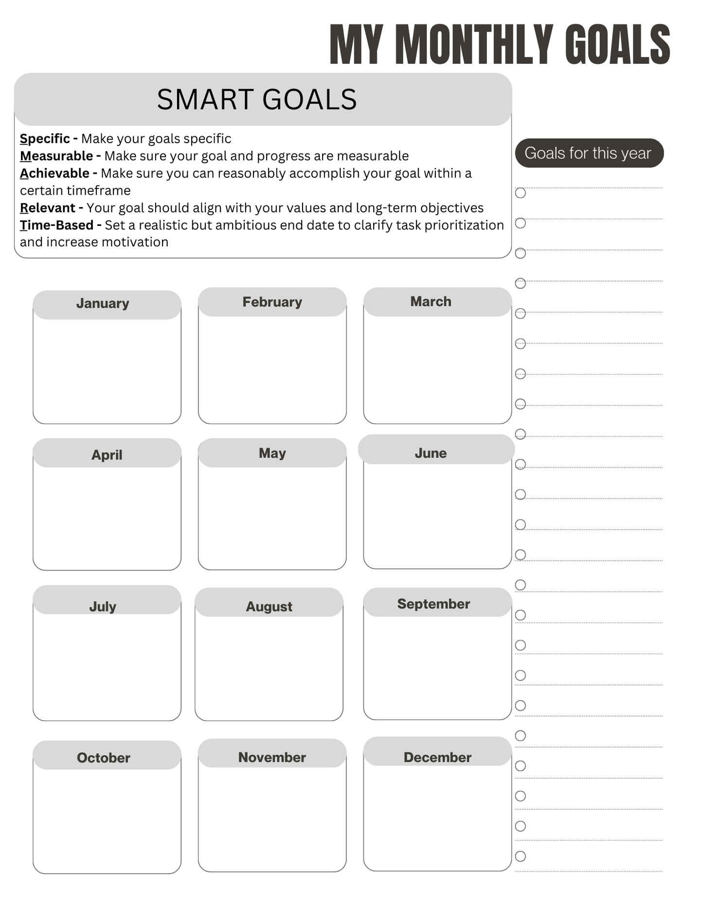 My Goals Workbook (PDF Digital Product - Instant Download - 56 pages)