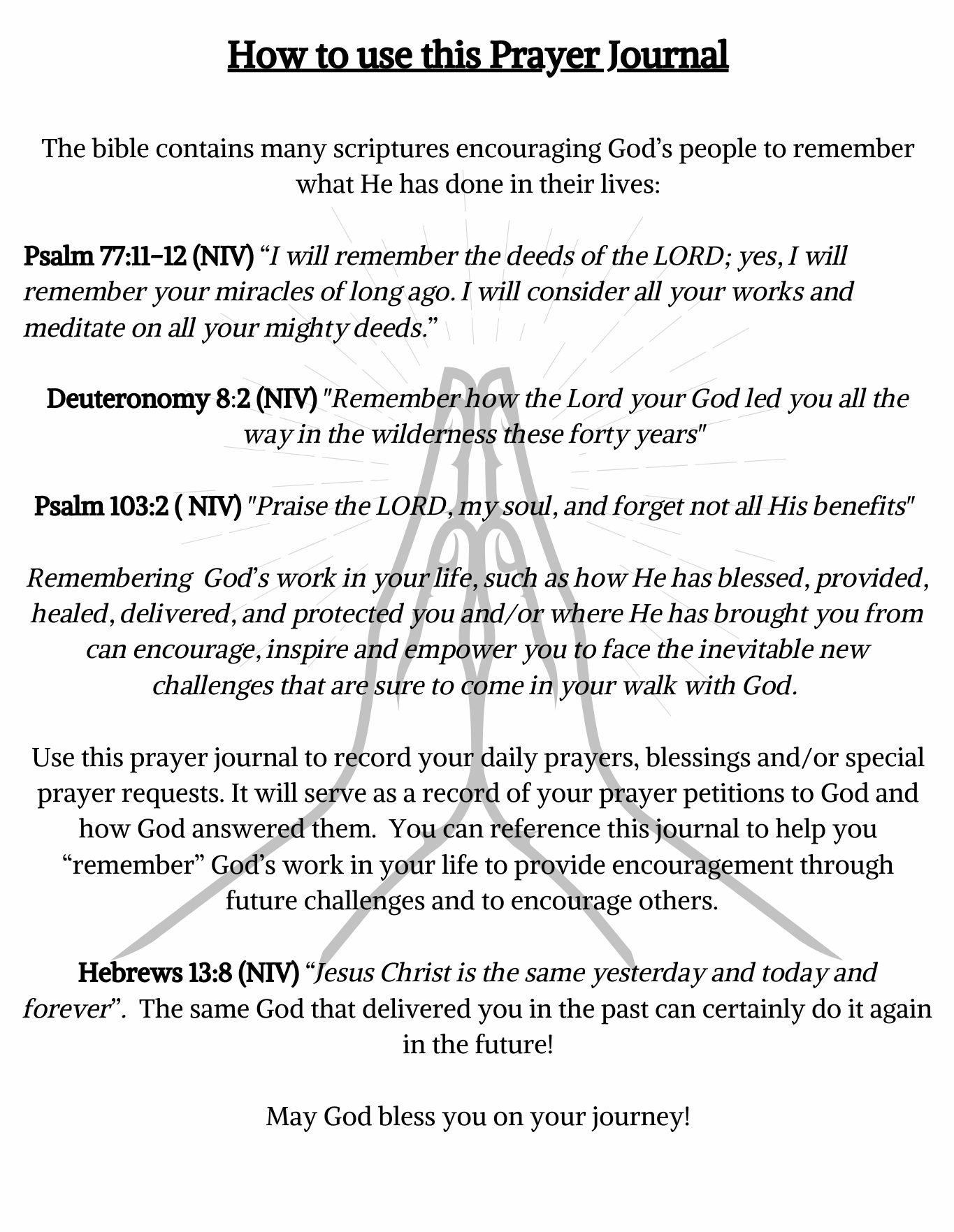 Prayer Journal (PDF Digital Product- Instant Download - 52 pages)