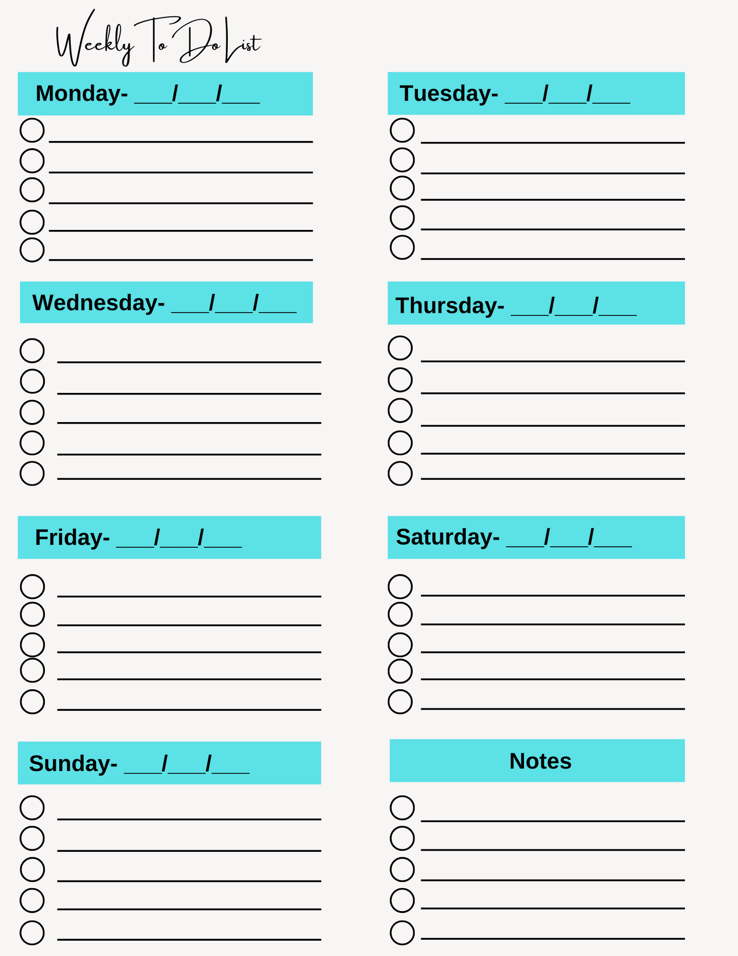 To-Do List (PDF Digital Product - Instant Download - 25 pages)