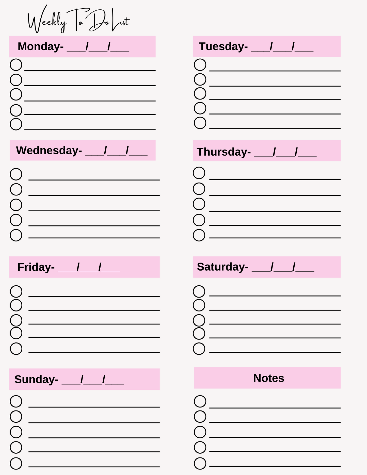 To-Do List (PDF Digital Product - Instant Download - 25 pages)