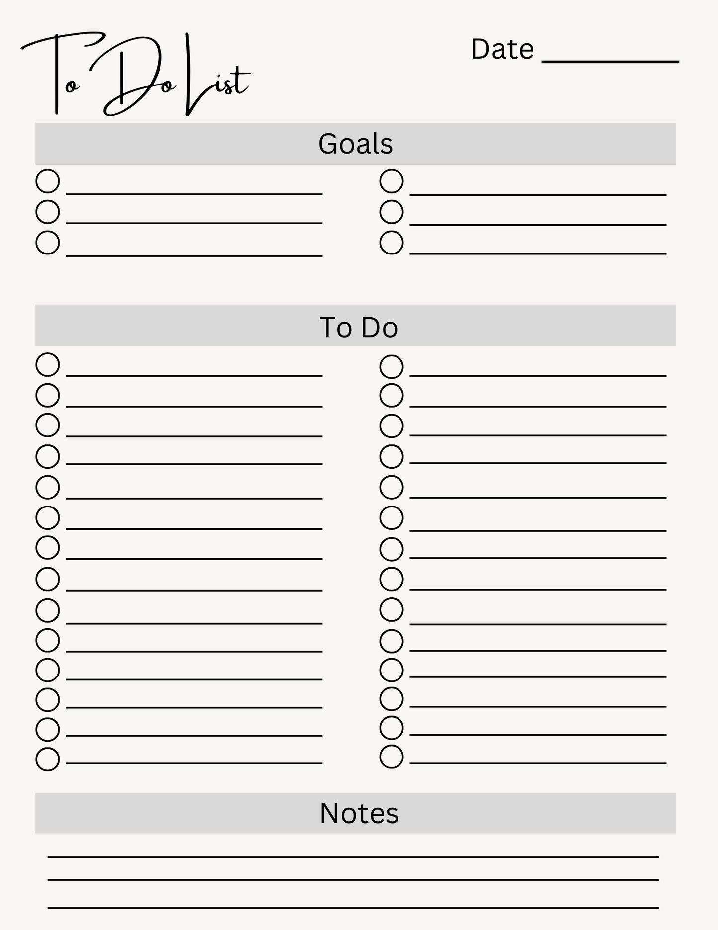 To-Do List (PDF Digital Product - Instant Download - 25 pages)