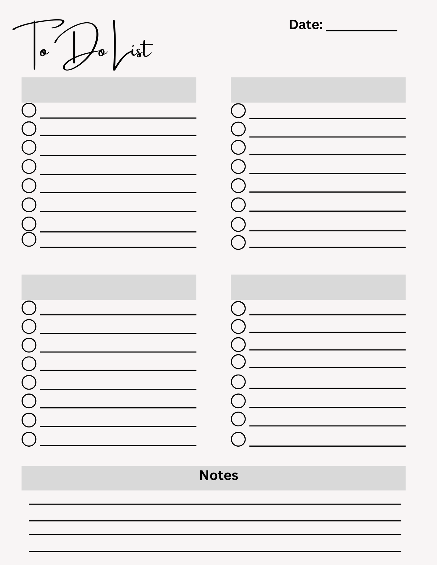 To-Do List (PDF Digital Product - Instant Download - 25 pages)